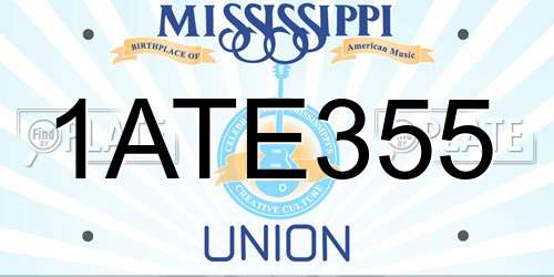 1ATE355 Mississippi License Plate