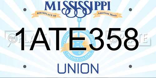 1ATE358 Mississippi License Plate