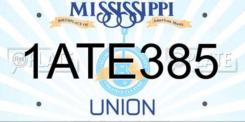 1ATE385 Mississippi License Plate