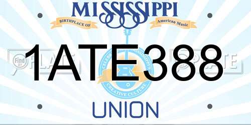 1ATE388 Mississippi License Plate