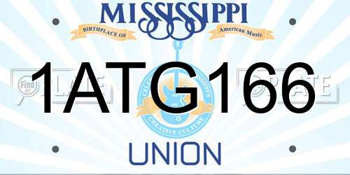 1ATG166 Mississippi License Plate