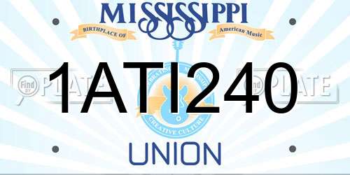 1ATI240 Mississippi License Plate