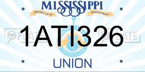 1ATI326 Mississippi License Plate