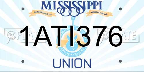 1ATI376 Mississippi License Plate