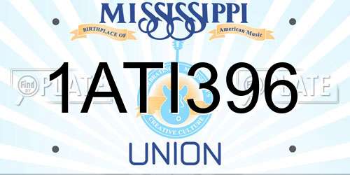 1ATI396 Mississippi License Plate