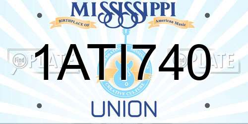 1ATI740 Mississippi License Plate