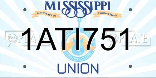 1ATI751 Mississippi License Plate