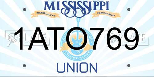 1ATO769 Mississippi License Plate