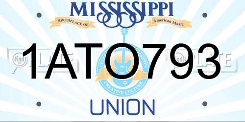 1ATO793 Mississippi License Plate