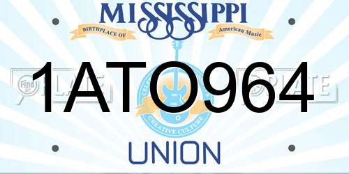 1ATO964 Mississippi License Plate