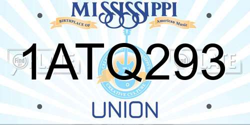 1ATQ293 Mississippi License Plate