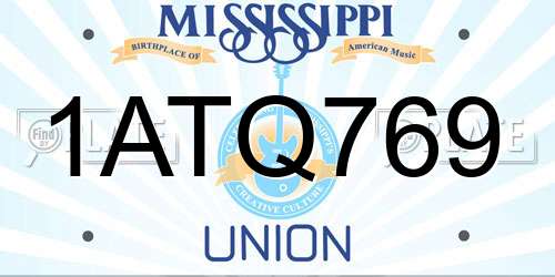 1ATQ769 Mississippi License Plate