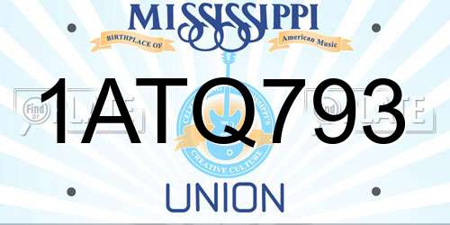 1ATQ793 Mississippi License Plate