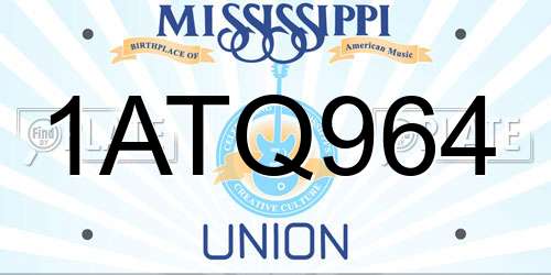 1ATQ964 Mississippi License Plate