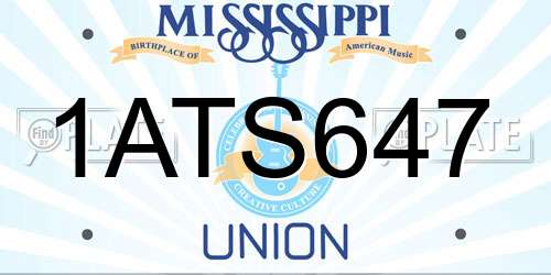 1ATS647 Mississippi License Plate