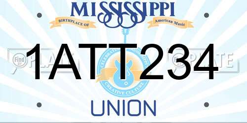 1ATT234 Mississippi License Plate