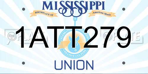 1ATT279 Mississippi License Plate