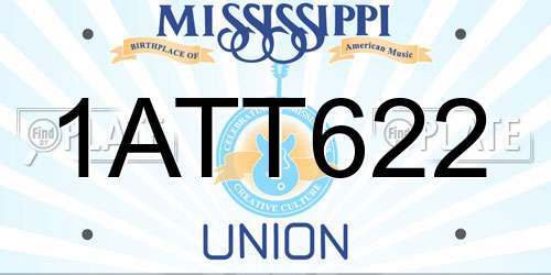 1ATT622 Mississippi License Plate