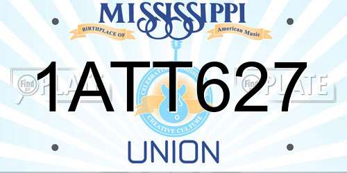 1ATT627 Mississippi License Plate