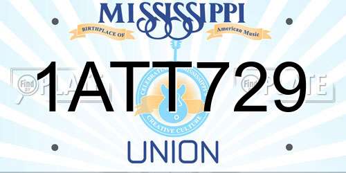 1ATT729 Mississippi License Plate