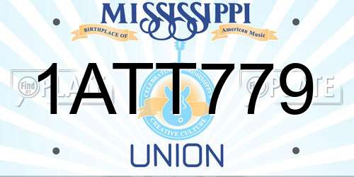 1ATT779 Mississippi License Plate