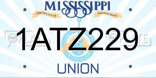 1ATZ229 Mississippi License Plate