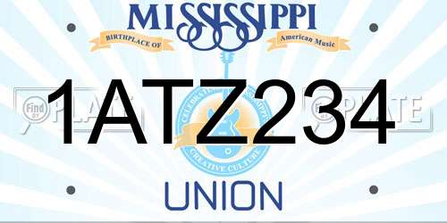1ATZ234 Mississippi License Plate