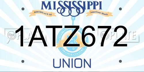 1ATZ672 Mississippi License Plate