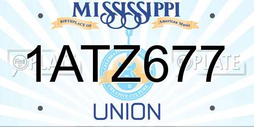 1ATZ677 Mississippi License Plate