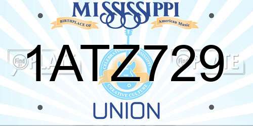 1ATZ729 Mississippi License Plate