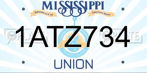 1ATZ734 Mississippi License Plate