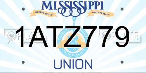 1ATZ779 Mississippi License Plate
