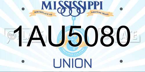 1AU5080 Mississippi License Plate
