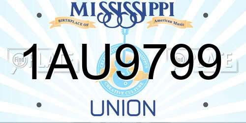 1AU9799 Mississippi License Plate