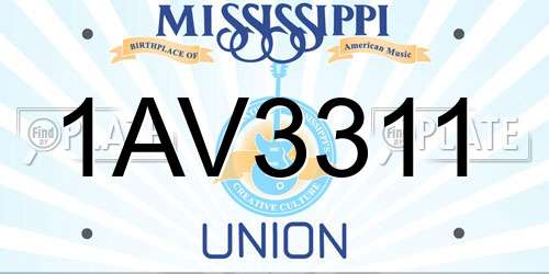 1AV3311 Mississippi License Plate