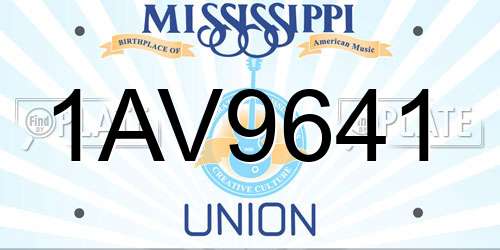 1AV9641 Mississippi License Plate