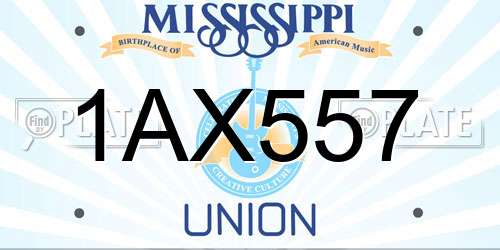 1AX557 Mississippi License Plate