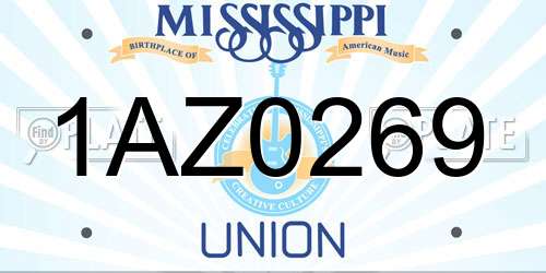 1AZ0269 Mississippi License Plate