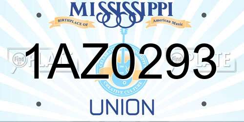 1AZ0293 Mississippi License Plate