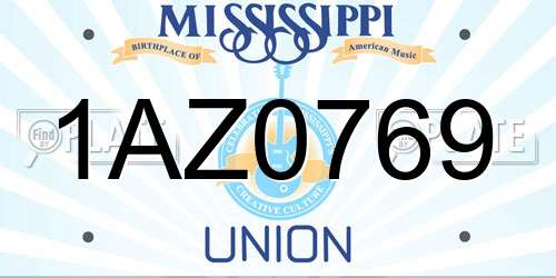 1AZ0769 Mississippi License Plate
