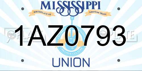 1AZ0793 Mississippi License Plate