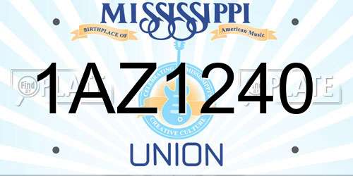 1AZ1240 Mississippi License Plate