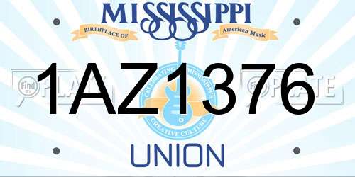 1AZ1376 Mississippi License Plate