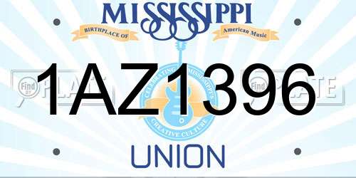 1AZ1396 Mississippi License Plate