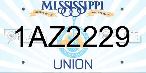 1AZ2229 Mississippi License Plate
