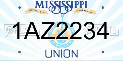 1AZ2234 Mississippi License Plate