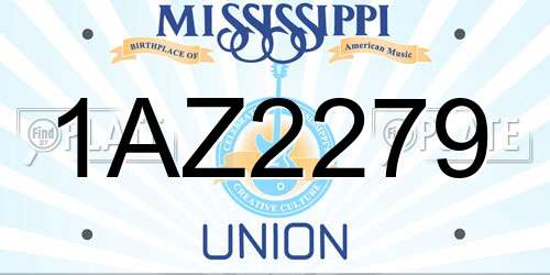 1AZ2279 Mississippi License Plate