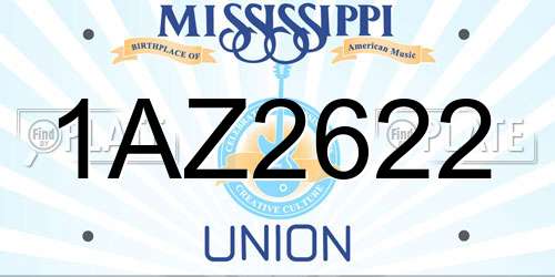 1AZ2622 Mississippi License Plate