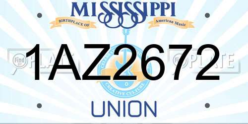 1AZ2672 Mississippi License Plate