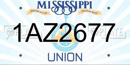 1AZ2677 Mississippi License Plate